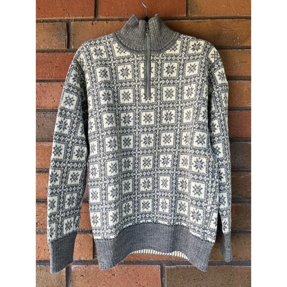 Dale of‎ Norway Fair Isle Sweater Wool 1/4 Zip Snowflake | Gray | Men's Large - Picture 1 of 16